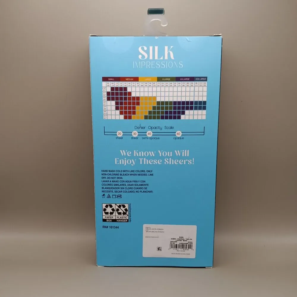 Silk Impressions Sheer For All Day 4Pair XXXL Control Top High Waisted Pantyhose